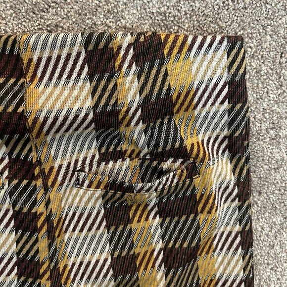 Free People Women's Cropped Pants Size 6 Brown Yellow Side Zip Back Pockets EUC - Picture 9 of 13